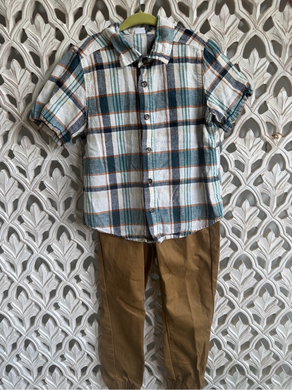 Fall boys 5T outfit - Old Navy button down and Cat & Jack pants